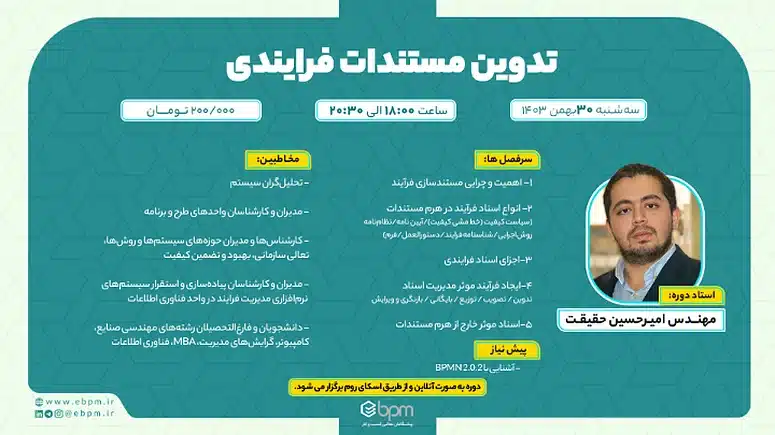 تصویر شاخص دوره آموزشی مستندات فرایندی