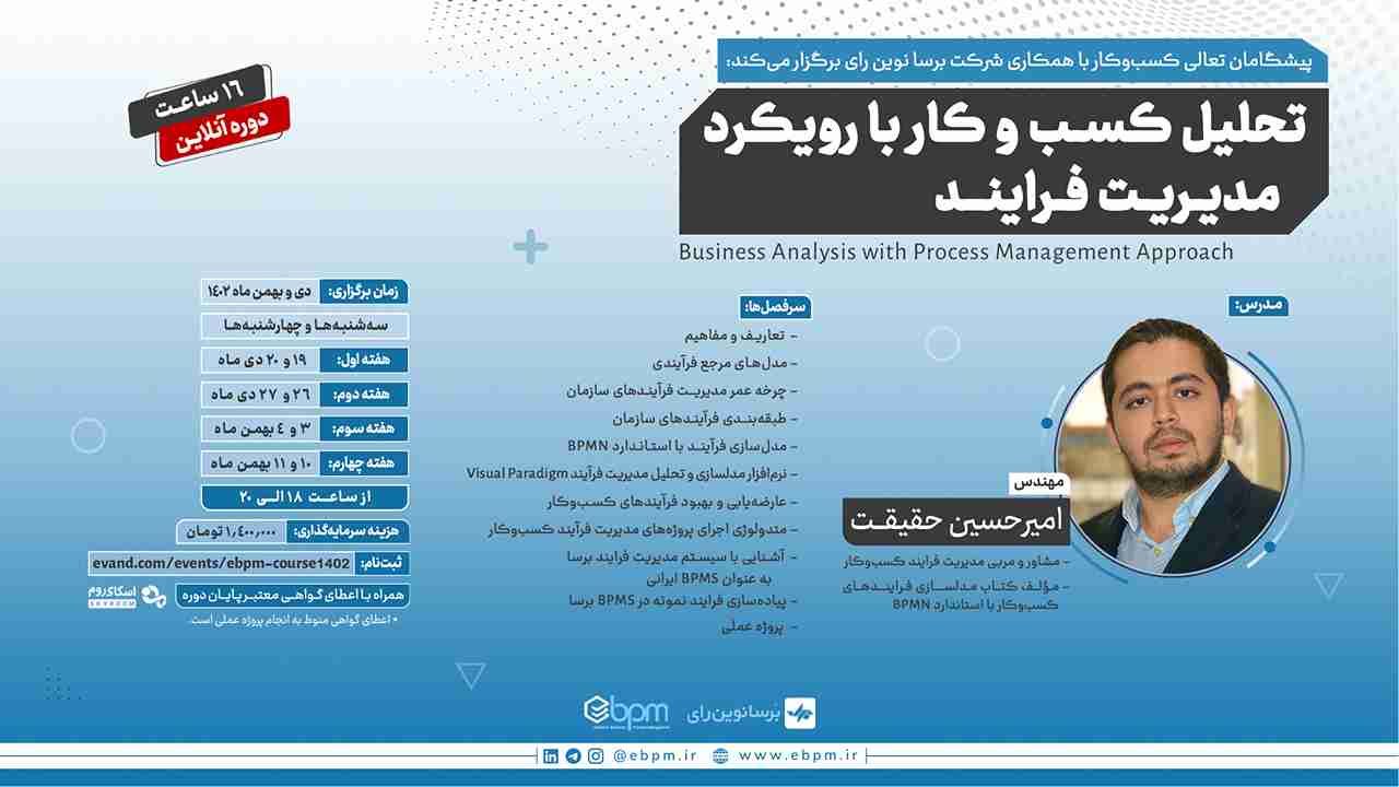 تصویر شاخص دوره تحلیل کسب و کار با رویکرد مدیریت فرایند
