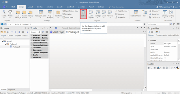 BPMN در برنامهEnterprise architect