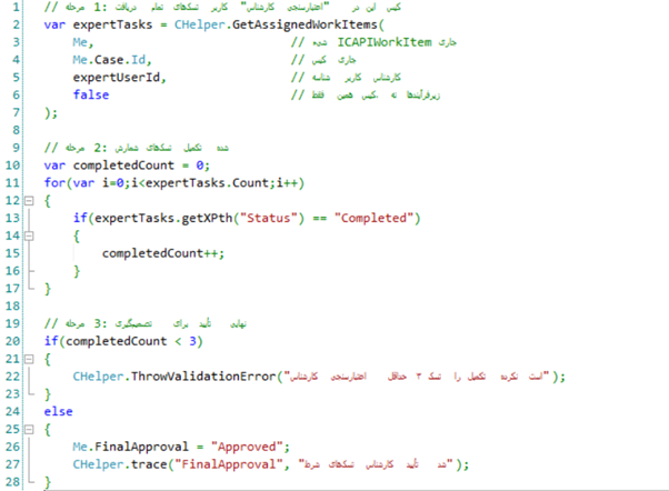 CHelper.GetAssignedWorkItems در توابع نرم افزار بیزاجی