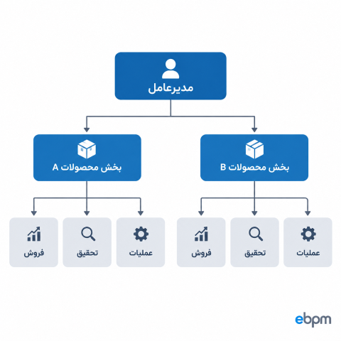 شماتیک ساختار سازمانی بخشی یا شعبه‌ای